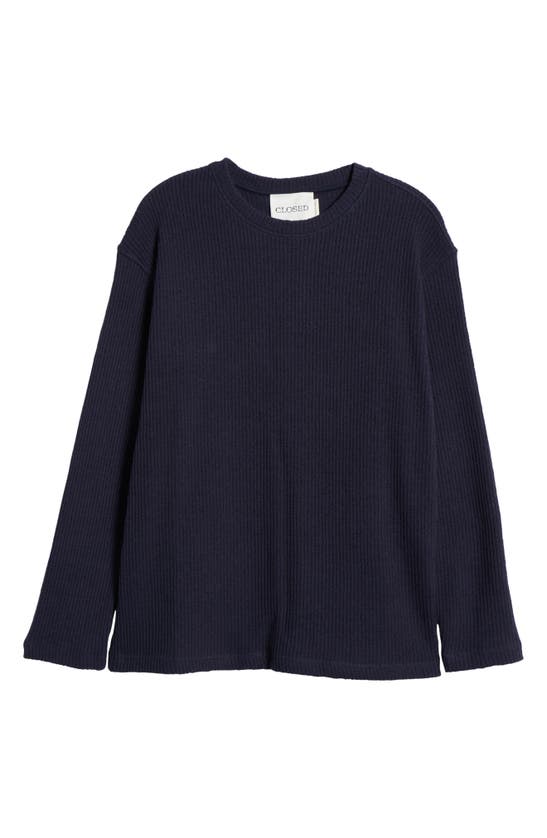 Closed Long Sleeve Cotton Blend Knit Top In Dark Night
