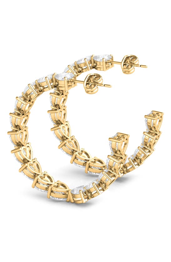 Hautecarat Heart Lab Created Diamond Inside Out Hoop Earrings In 18k Yellow Gold