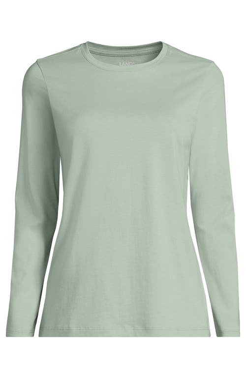 Shop Lands' End Plus Size Relaxed Supima Cotton Long Sleeve Crew Neck T-shirt In Washed Sage