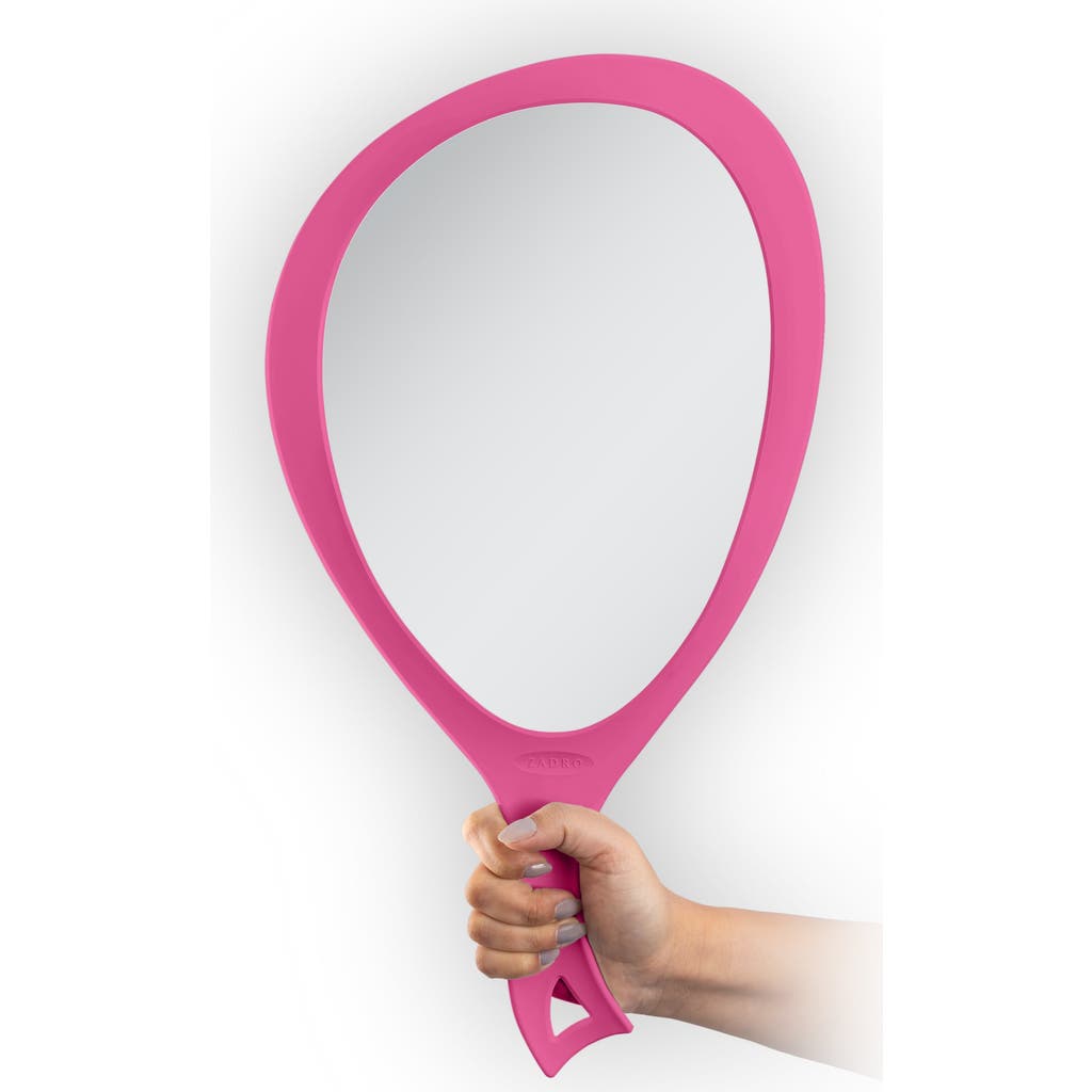 Zadro Xl Teardrop Handheld Mirror With Handle In Bright Pink