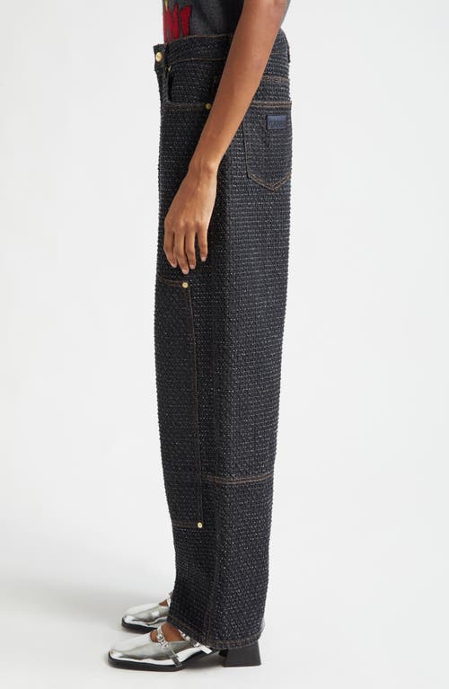 Shop Ganni Fluffy Carpenter Jeans In Black
