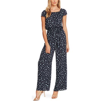 Cece Scattered Floral Square Neck Jumpsuit, Blue