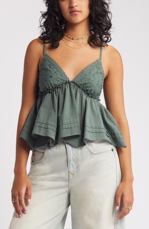 Shop Bp. Woven Babydoll Camisole In Green Tree