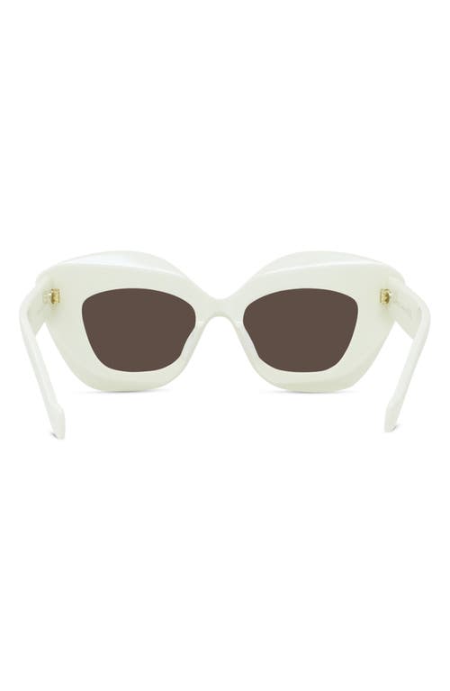 Shop Loewe Anagram 48mm Small Cat Eye Sunglasses In Ivory/brown