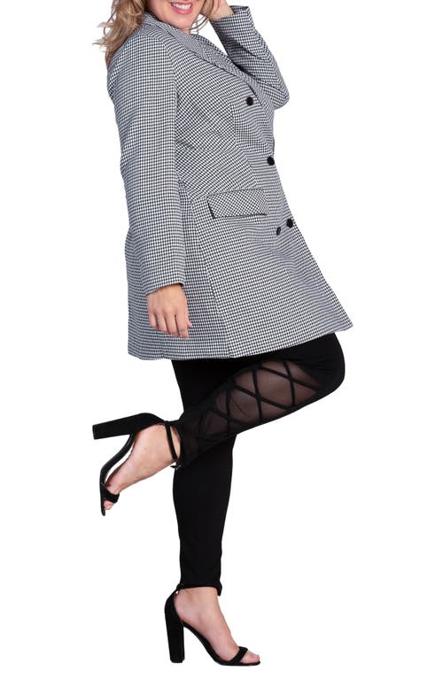 Standards & Practices Ila Houndstooth Double Breasted Blazer Dress In Black/white