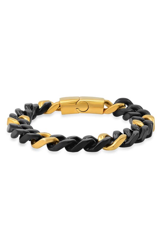 Hmy Jewelry Two-tone Black Ip Stainless Steel Bracelet In Two Tone