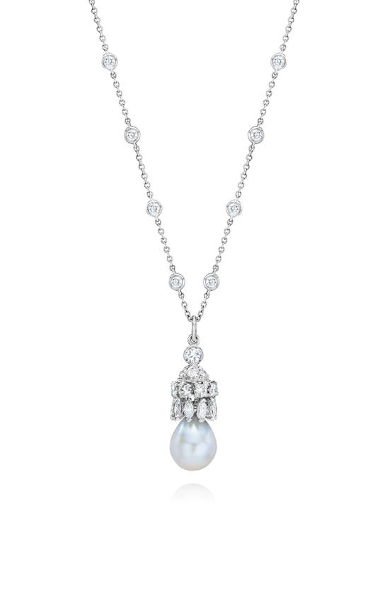 Mindi Mond Cultured Pearl & Diamond Pendant Necklace In Metallic