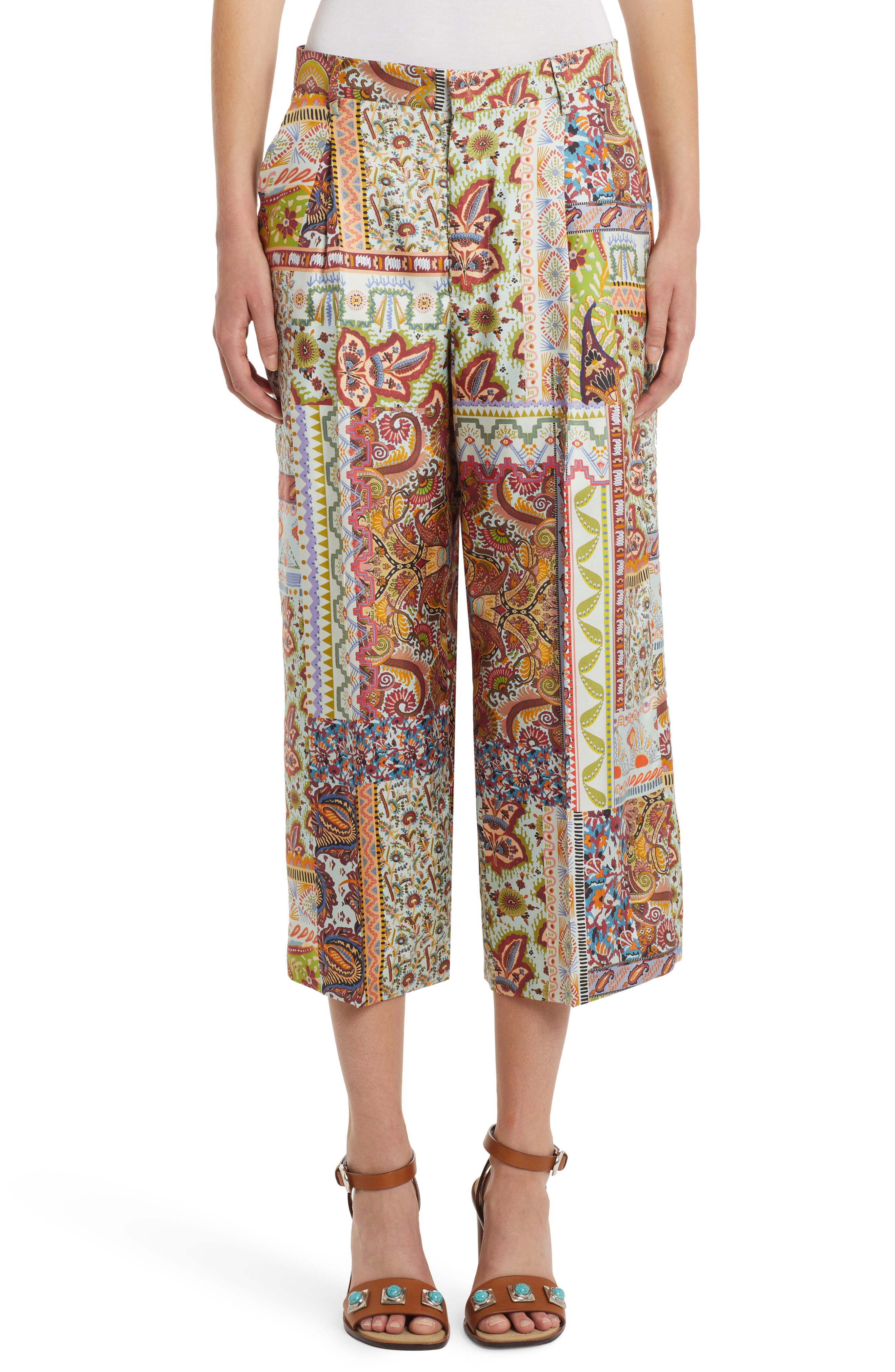 Etro Patchwork Paisley Print Wide Leg 