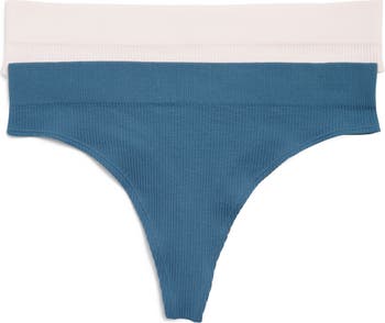 Smart & Sexy Ribbed Everyday High Cut Thong Panty (Women's) 2 Pack