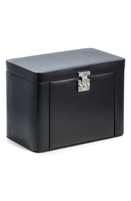 Lizard Print Leather Jewelry Box in Black