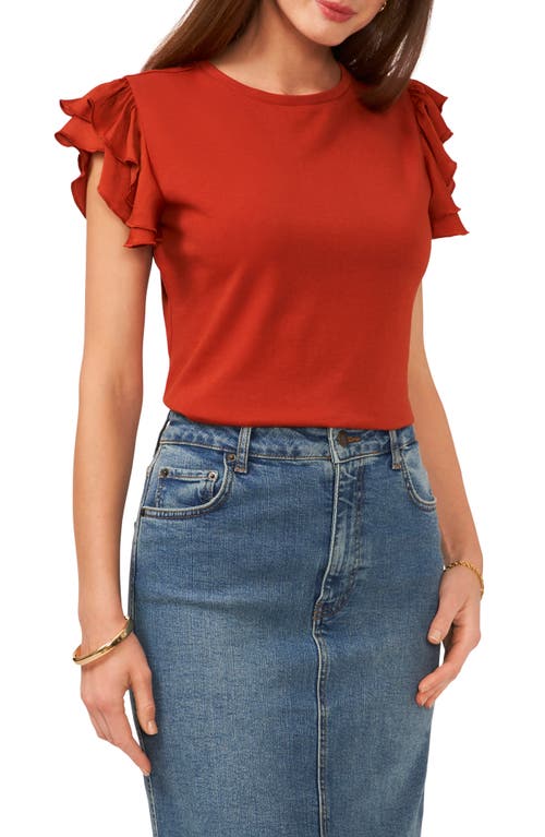 Vince Camuto Tiered Ruffle Sleeve Cotton Blend Top at Nordstrom,
