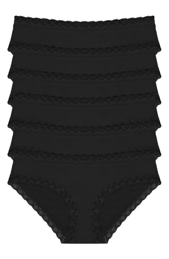 Shop Natori Bliss 6-pack Cotton Girl Briefs In Black