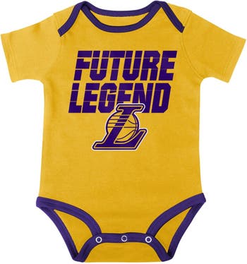 Outerstuff Infant Gold/Purple/Gray Los Angeles Lakers Slam Dunk 3-Piece Bodysuit Set at Nordstrom, Size 24M