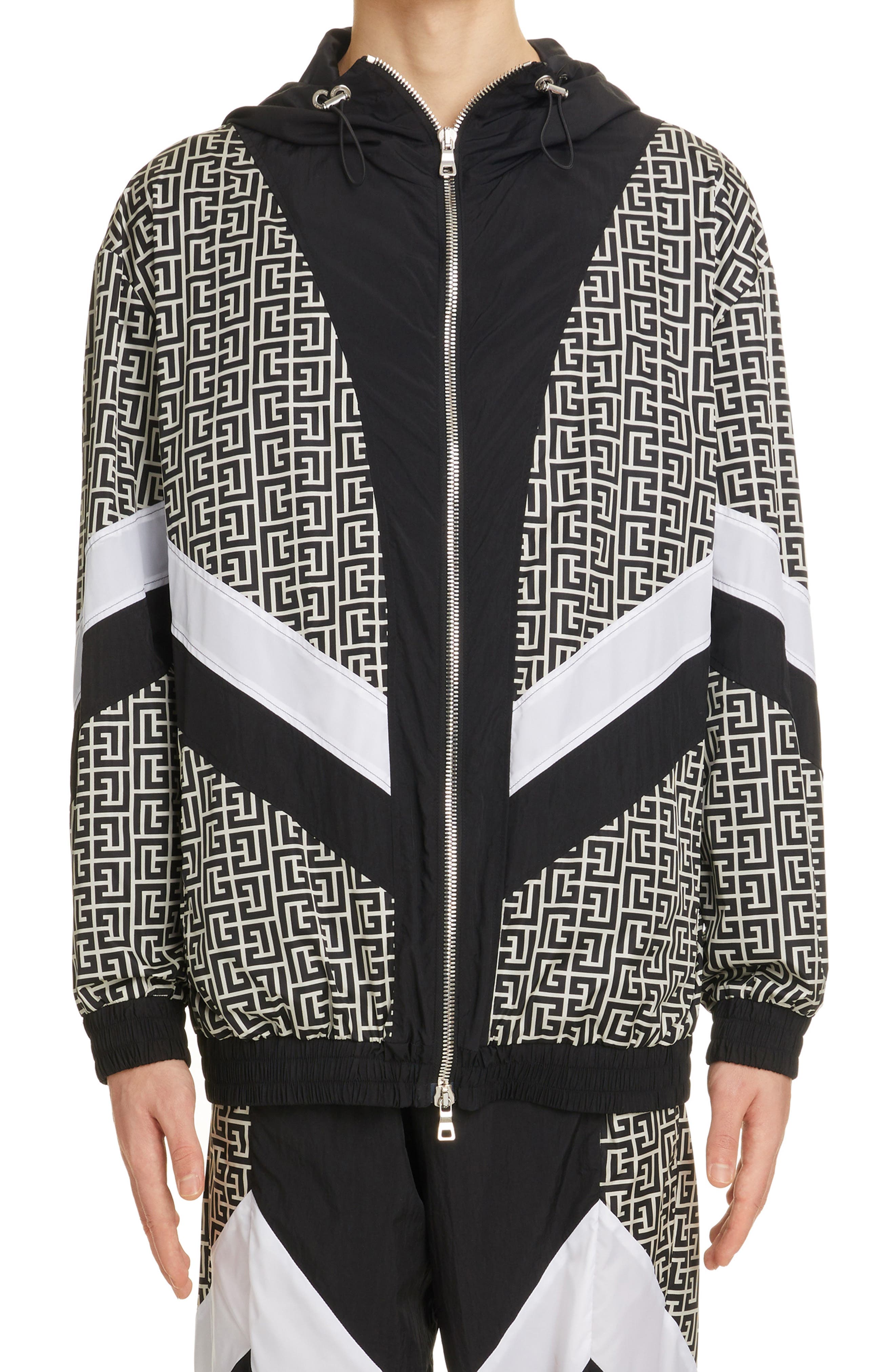 Balmain Men's Monogram Embossed Reversible Bomber Jacket