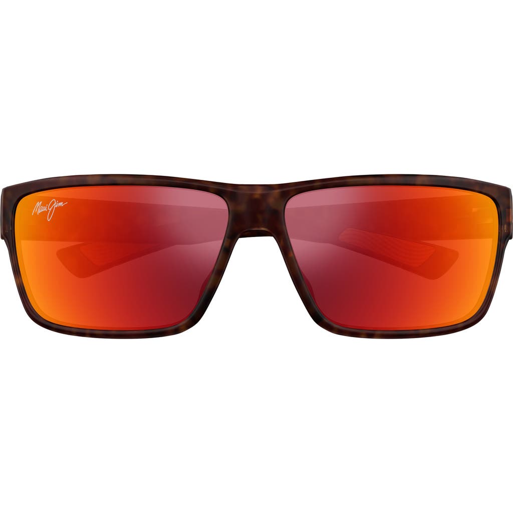Maui Jim Uila 62mm Polarizedplus2® Oversize Rectangular Sunglasses In Brown/hawaii Lava