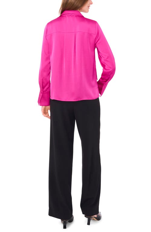 Shop Vince Camuto Tie Neck Satin Button-up Shirt In Berry Pink