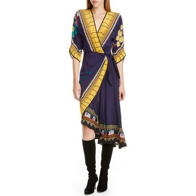 Etro Print Faux Wrap Silk Dress