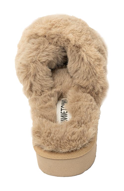 Shop Minnetonka Teddy 3 Faux Fur Slipper In Taupe