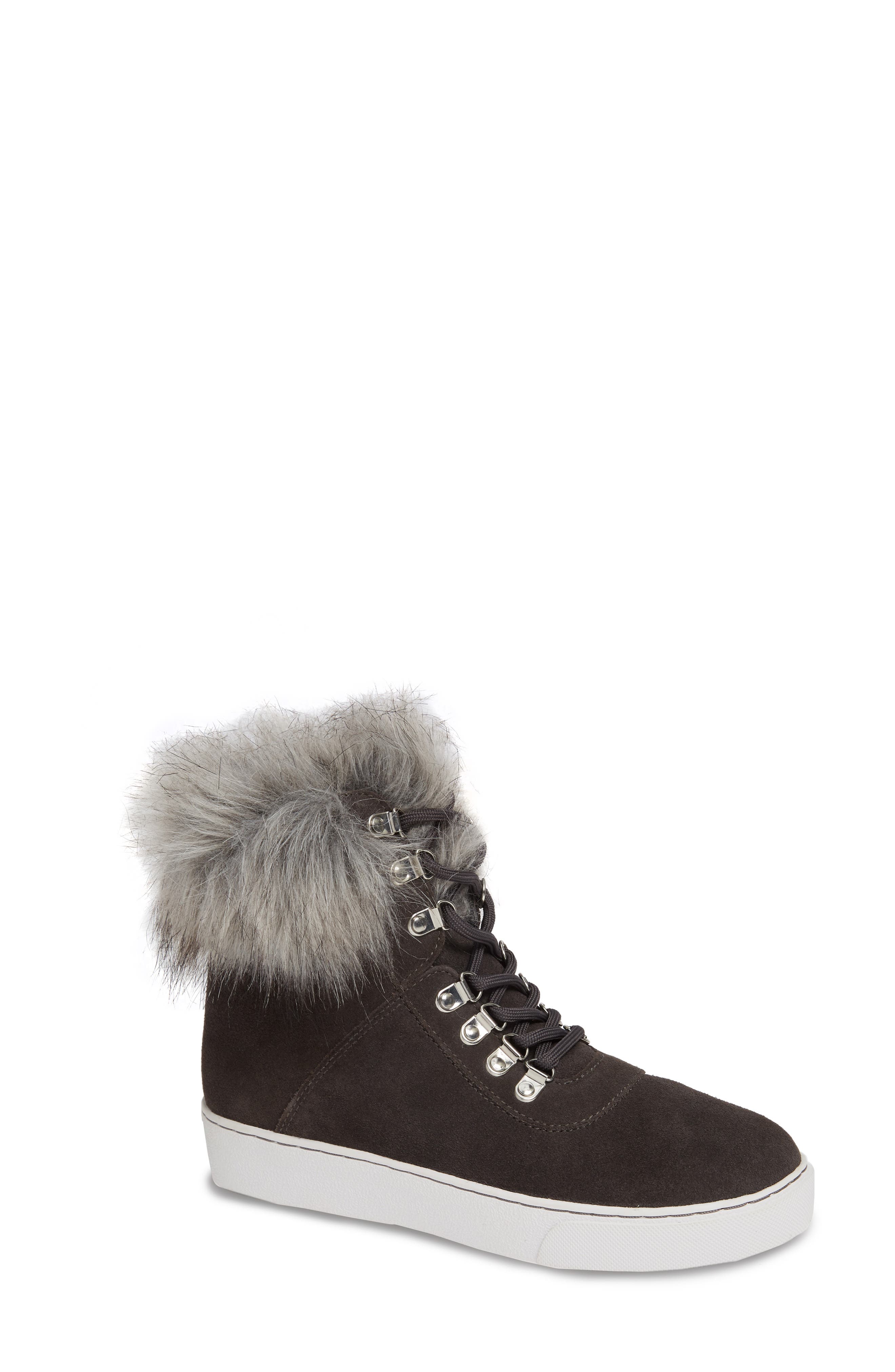 Linea Paolo Gigi Faux Fur Sneaker- Grey