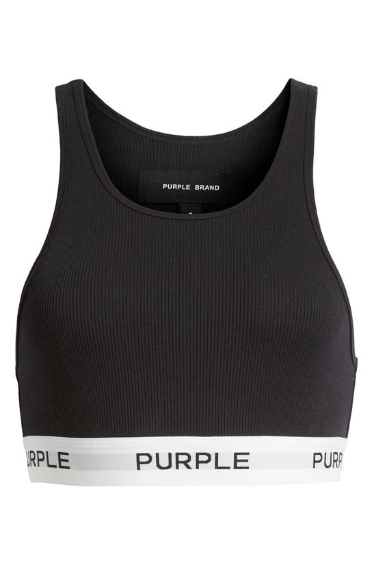 Shop Purple Brand Stretch Cotton Rib Bralette In Black