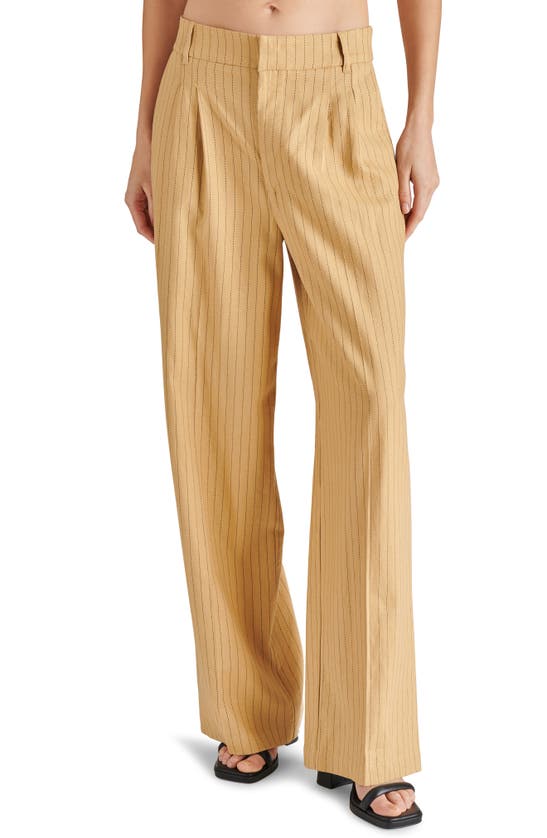 Steve Madden Pleated Stripe Trousers In Butterscotch