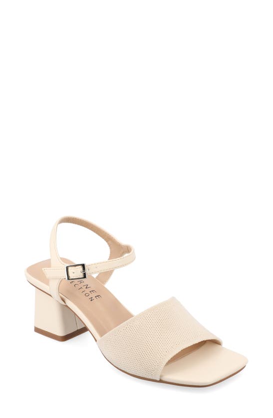 Shop Journee Collection Evylinn Knit Block Heel Sandal In Beige