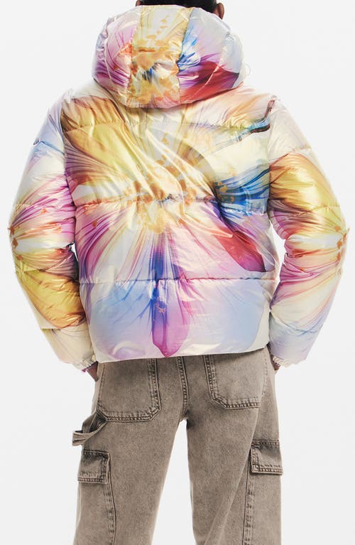 Desigual Quilted Floral Coat In Yellow