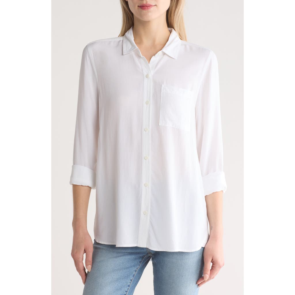 Casa Cabana Olivia Long Sleeve Button-up Shirt In White