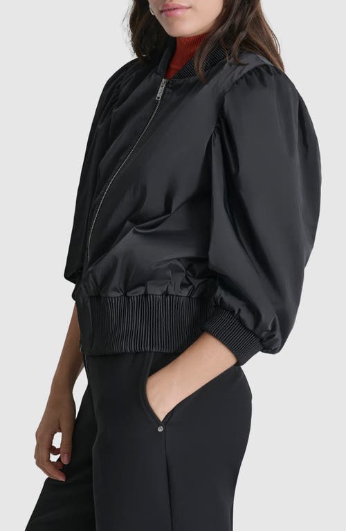 Shop Dkny Shine Puff Shoulder Bomber Jacket In Black