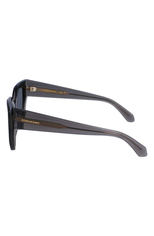 Shop Ferragamo Classic Logo 53mm Cat Eye Sunglasses In Transparent Grey/black