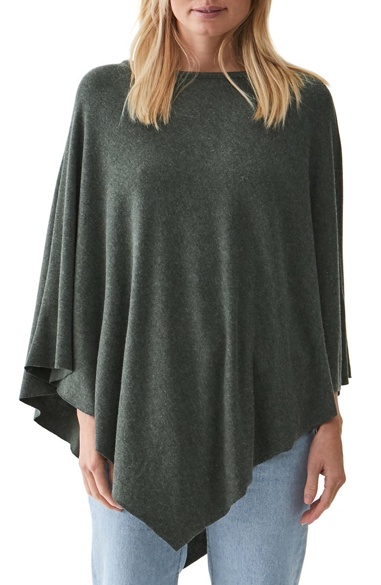 MICHAEL STARS Persephone Boat Neck Poncho, Main, color, HEATHER DARK MATCHA