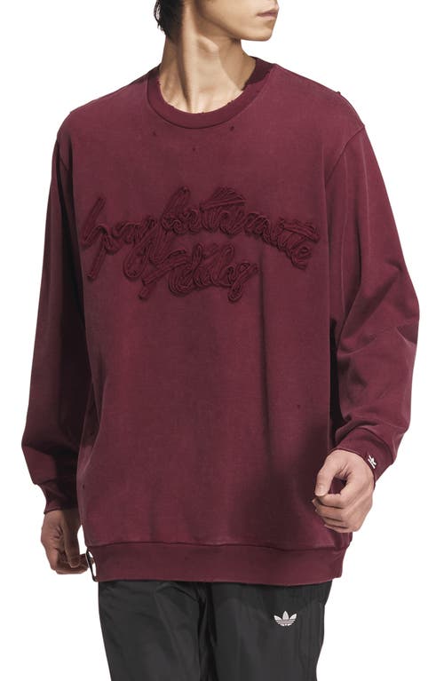 Shop Y-3 Distressed Appliqué Sweatshirt In Maroon