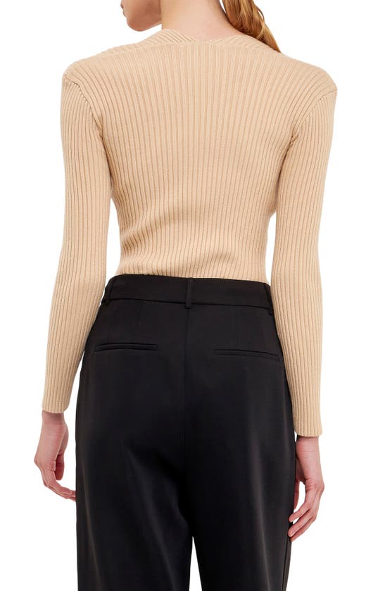 Endless Rose Long Sleeve Knit Top In Beige