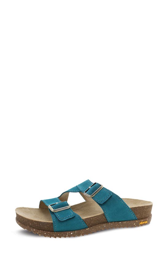 Dansko Dayna Strappy Slide Sandal In Teal Suede ModeSens