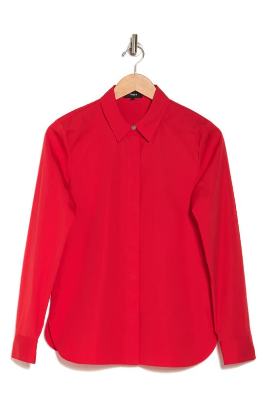Theory Cotton Covered Placket Shirt In Grenadine