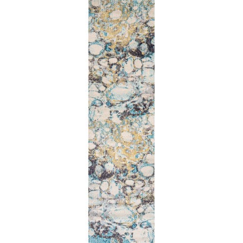Jonathan Y Pebble Marbled Abstract Area Rug In Blue/beige