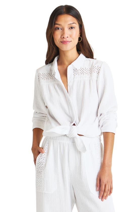 Shop Splendid Kit Eyelet & Gauze Button-up Shirt In White