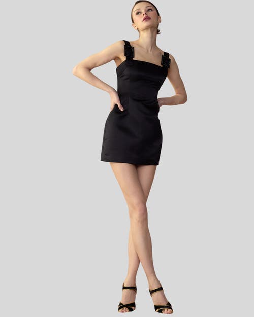 Cynthia Rowley Women's Satin Crystal-buckle Straps Minidress In Black