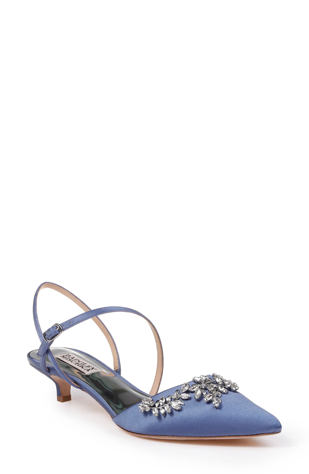 badgley mischka vail embellished kitten heel pump
