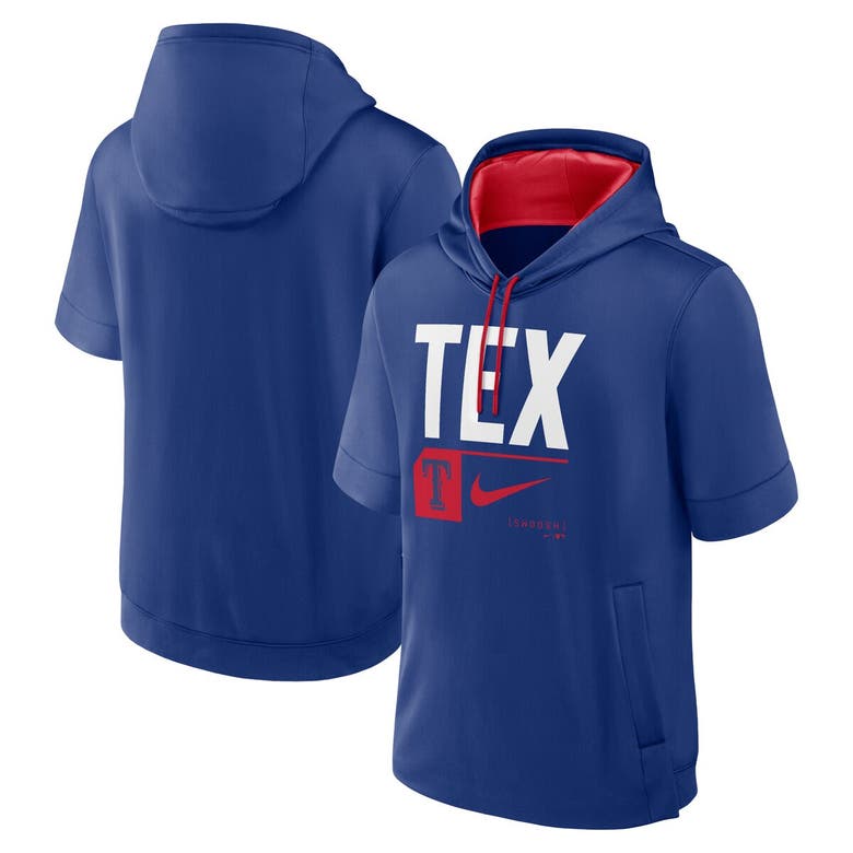 Shop Nike Royal Texas Rangers Tri Code Lockup Short Sleeve Pullover Hoodie