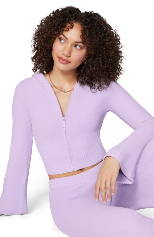 Florence By Mills Cozy Crop Zip Sweater Hoodie In Purple