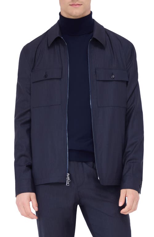 Shop Bugatchi Zip-up Stretch Wool Travel Jacket In Navy