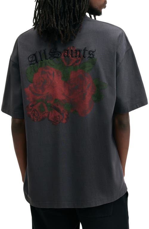 Shop Allsaints Melrose Graphic T-shirt In Washed Black