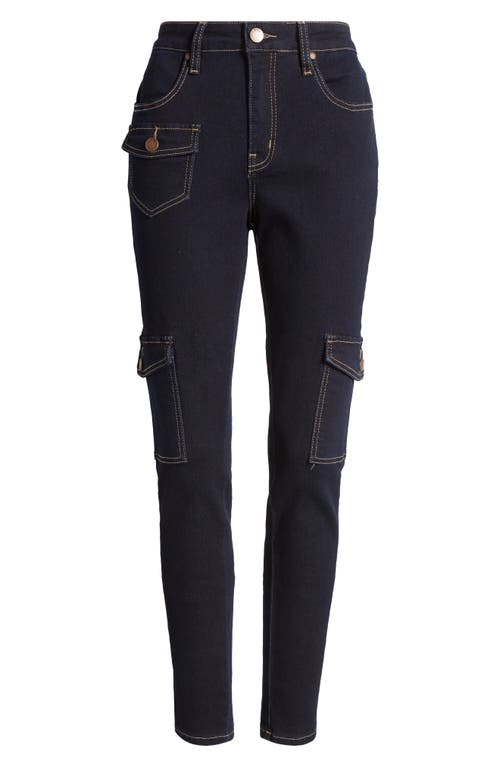 Shop Ptcl Ankle Skinny Cargo Jeans In Dark Indigo