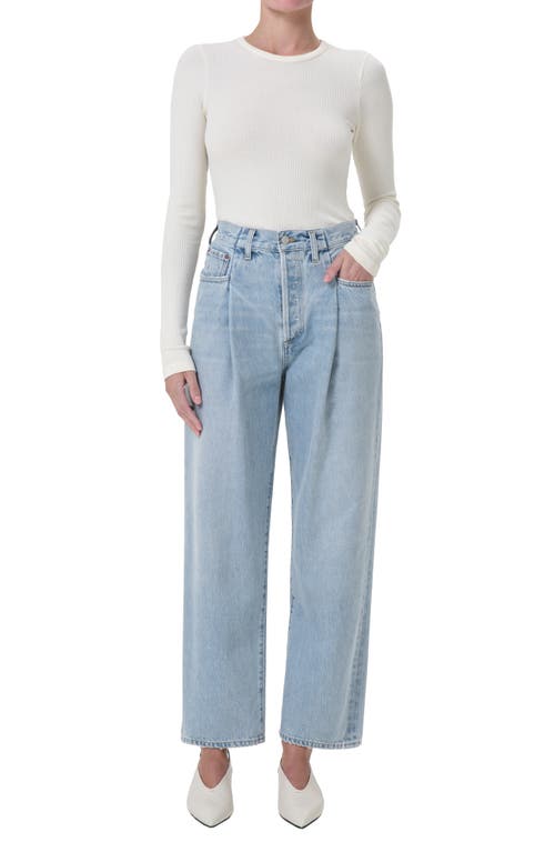 Shop Agolde Fold Waistband Ankle Wide Leg Jeans In Sideline