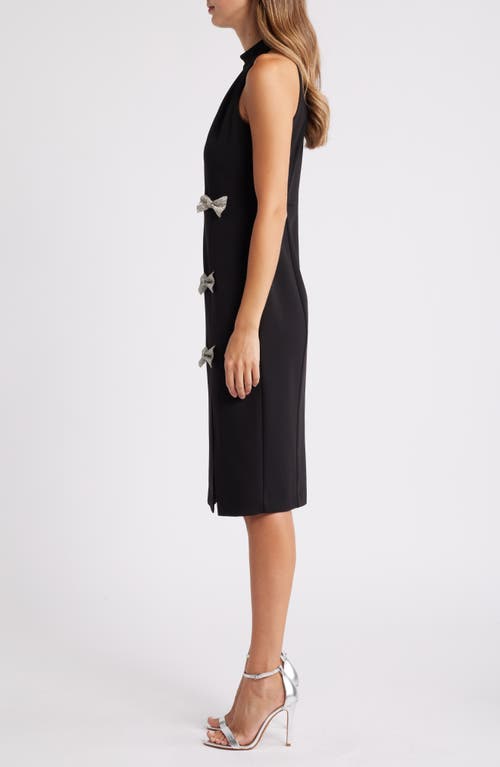 Shop Eliza J Rhinestone Bow Sleeveless Sheath Dress In Black