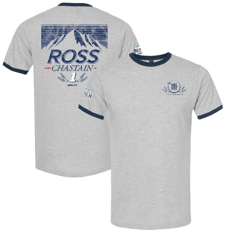 Shop Trackhouse Racing Team Collection Heather Gray Ross Chastain Busch Light Ringer T-shirt