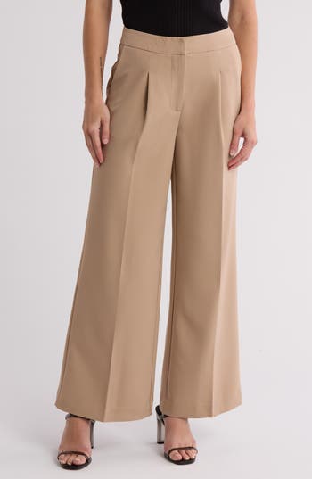 Nanette Lepore Pleat Front Wide Leg Pants In Camel
