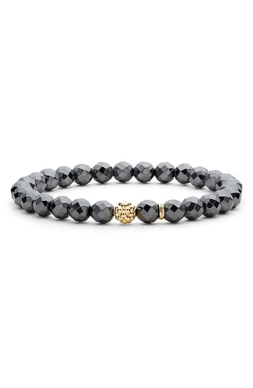 Lagos Caviar Icon Hematite Bracelet With 18k Gold Caviar Station In Hematite/gold