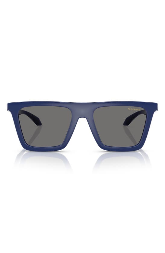 Versace 53mm Polarized Rectangular Sunglasses In Blue